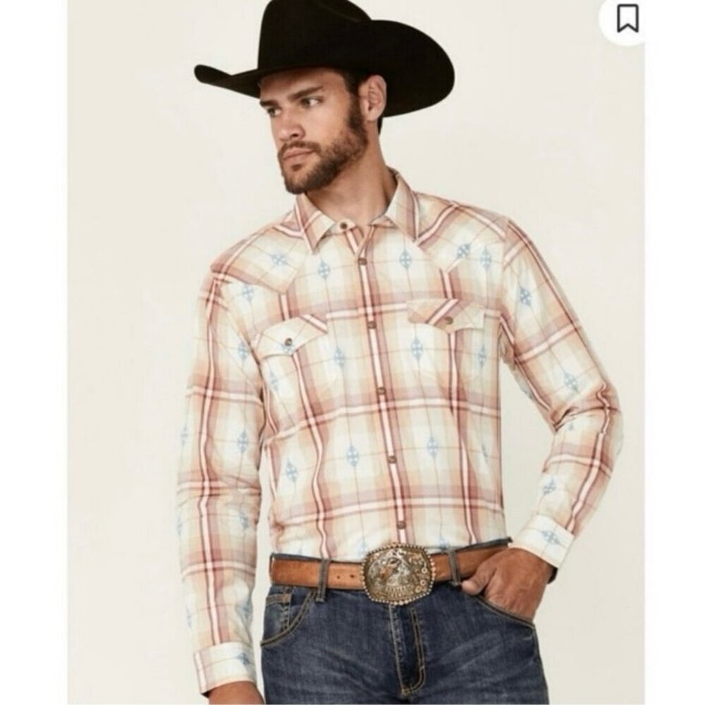 Cody James Samba Plaid Western Shirt Mens Large Snap Button Long Sleeve EUC